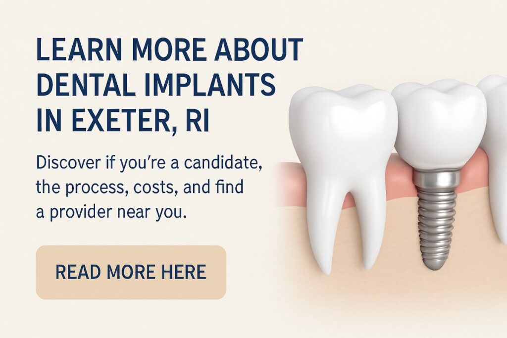 A dentist is consulting with a patient, using a 3D scan to show the patient how dental implants work. No text on the image.